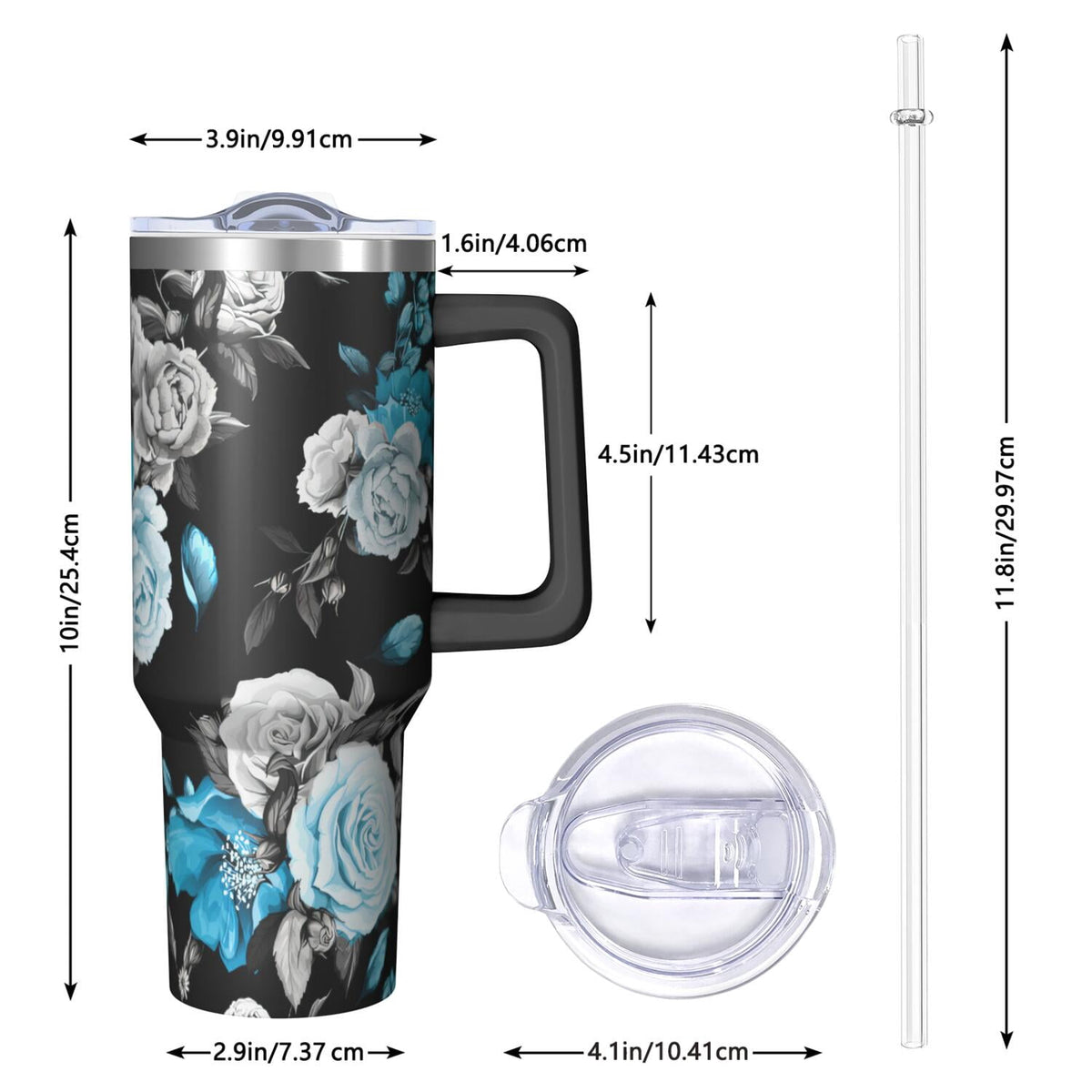 Lunabuddy™ 40 oz Hawaii Tropical Plants Tumbler Hawaii Tropical Plants Theme 40oz Tumbler with Handle Spill Proof Lid Straw Double Insulated Coffee Cup Hawaii Tropical Plants Lover Gifts