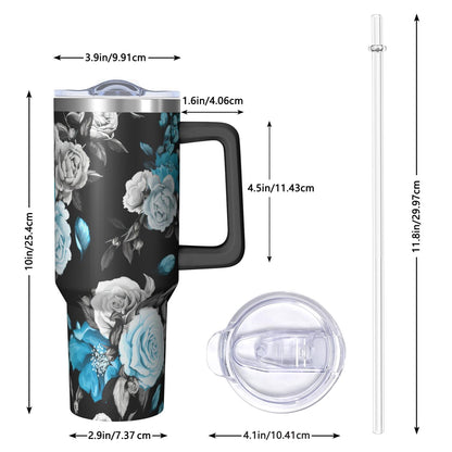 Lunabuddy™ 40 oz Hawaii Tropical Plants Tumbler Hawaii Tropical Plants Theme 40oz Tumbler with Handle Spill Proof Lid Straw Double Insulated Coffee Cup Hawaii Tropical Plants Lover Gifts