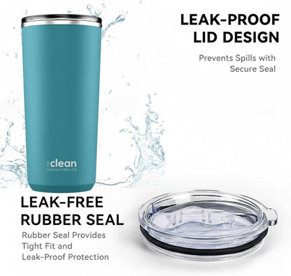Lunabuddy™ The Clean Hydration 20 oz Insulated Stainless Steel Travel Mug with Ceramic Inner Coating and No Metal Taste - Aqua