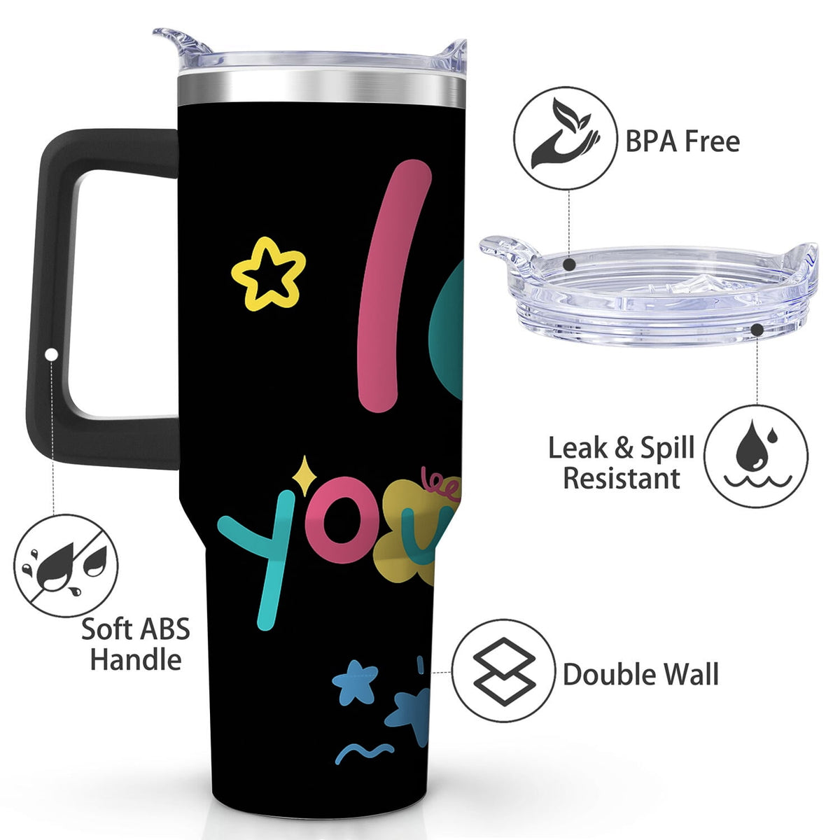 Lunabuddy™ Colorful Love Yourself Stainless Steel Tumbler, 30oz