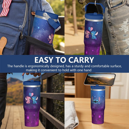 Lunabuddy™ 30oz Cartoon Movie Stainless Steel Tumbler with Lid and Straw,Spill Proof Cartoon Travel Cup for Cartoon Lovers,Double Wall Vacuum Insulated Coffee Mug with Top Handle Blue