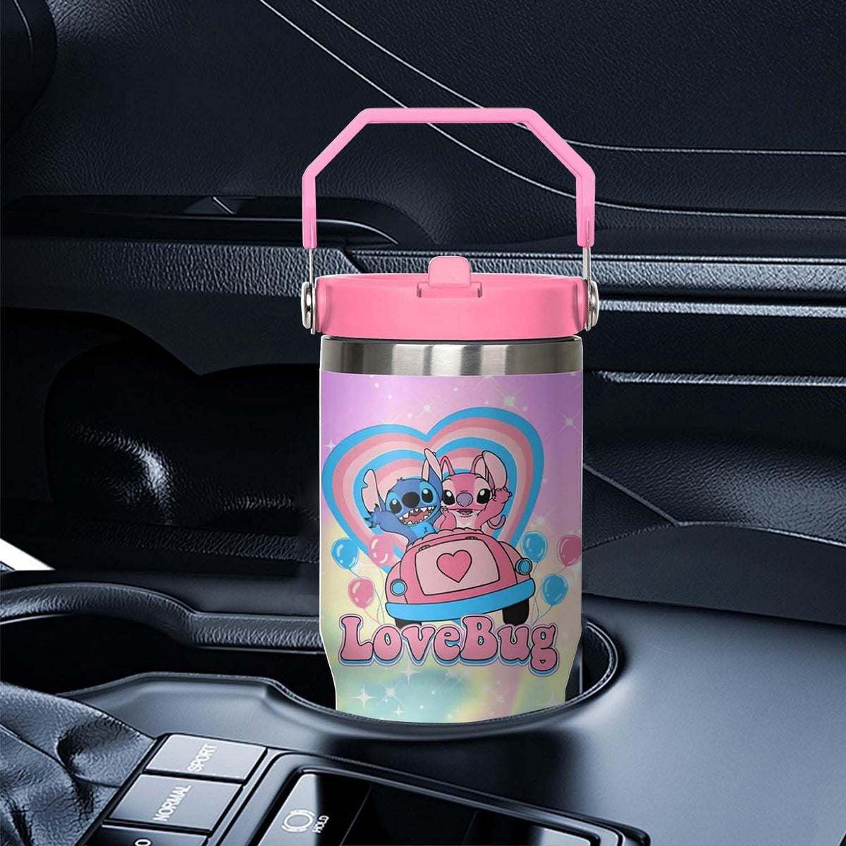 Lunabuddy™ 30oz Cartoon Tumbler for Cartoon Lovers,Cartoon Movie Stainless Steel Tumbler with Handle and Flip Straw Travel Mug Tumbler Cup Keeps Drinks Cold & Hot, Style 2