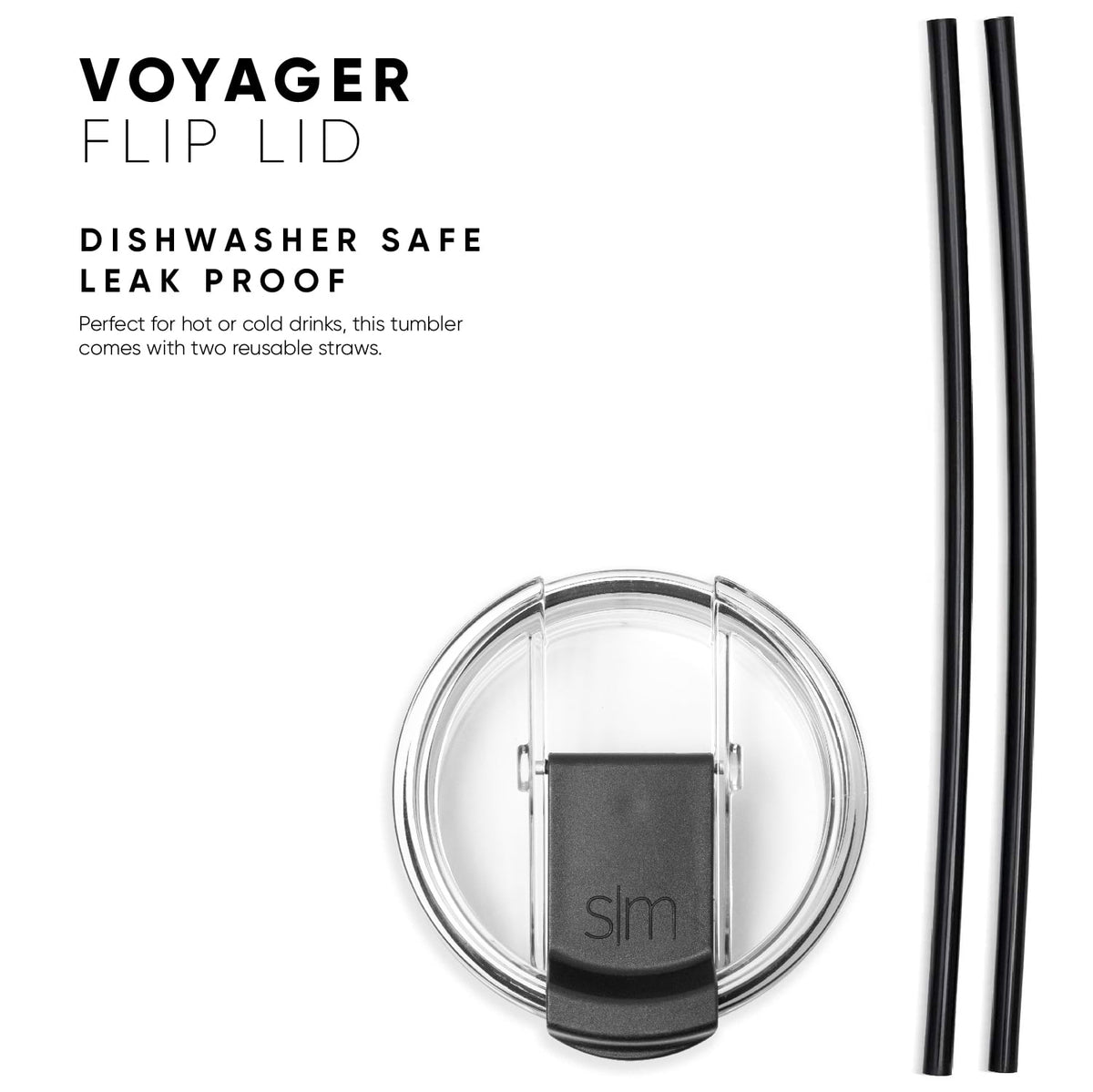 Lunabuddy™ 16oz Voyager Travel Mug Tumbler w/ Clear Flip Lid & Straw - Coffee Cup Vacuum Insulated Flask 18/8 Stainless Steel Hydro Water Bottle -Midnight Black