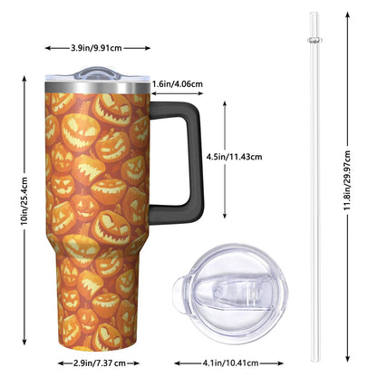 Lunabuddy™ Halloween Style Mega Mug 40oz – Stainless Steel Insulated Tumbler with Handle and Straw, Large Capacity Travel Cup for Hot & Cold Drinks