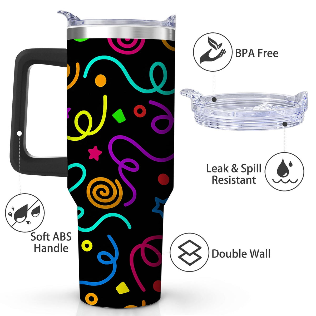 Lunabuddy™ Colorful Confetti Stainless Steel Tumbler, 30oz