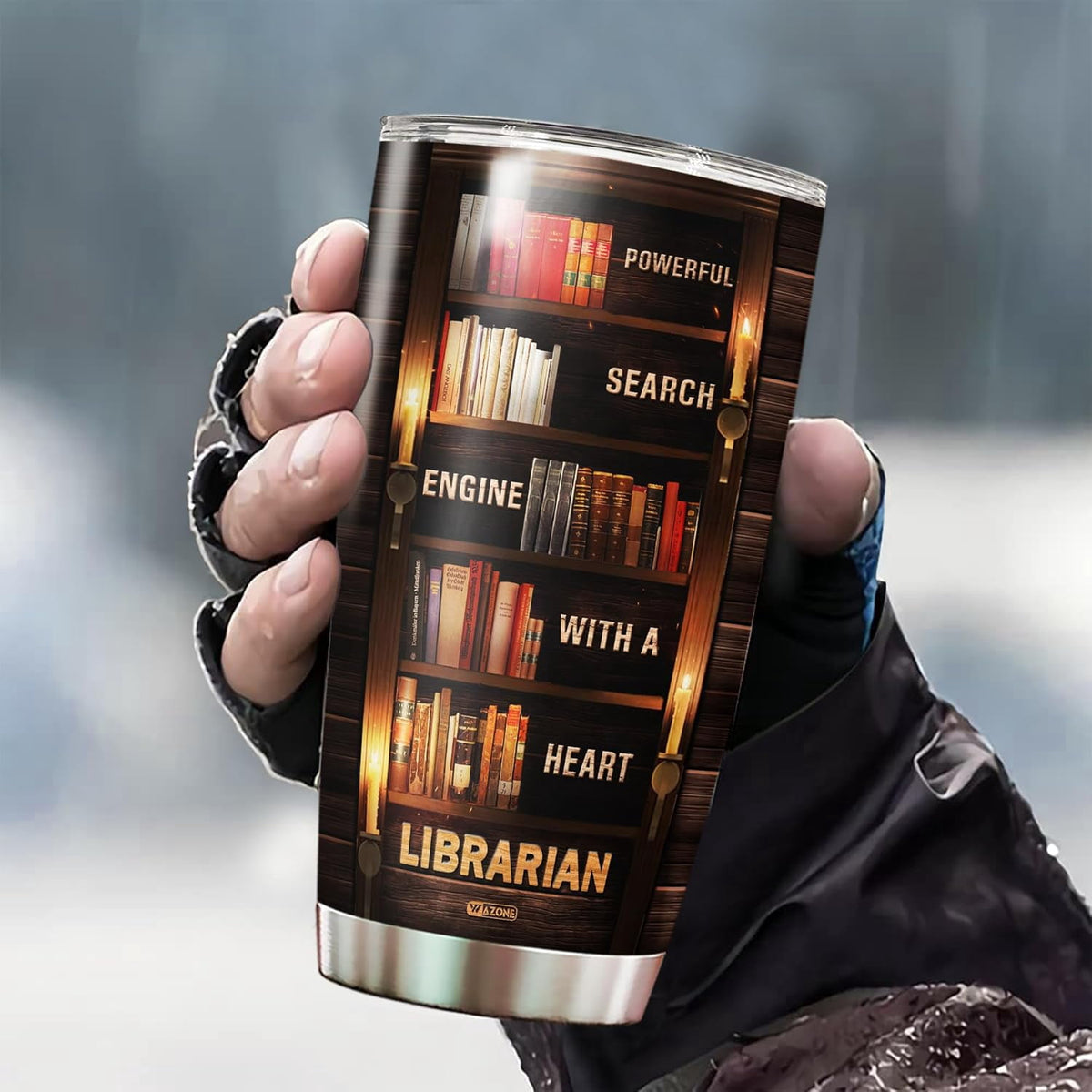 Lunabuddy™ Personalized Librarian Coffee Tumbler 20oz 30oz Custom Name Vintage Stainless Steel Cup Insulated Bookish Gifts Bookaholic Travel Mug For Women Book Lover Librarians Library Workers