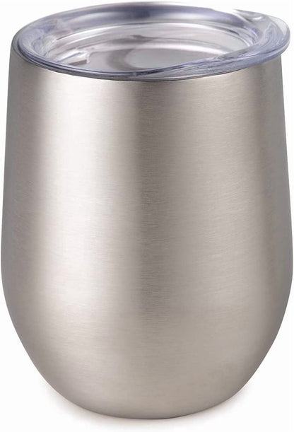 Lunabuddy™ Maars Bev Stainless Steel Stemless Wine Glass Tumbler with Lid, Vacuum Insulated 12 oz Cup | Spill Proof, Travel Friendly, Fun Cocktail Drinkware - 2 Pack Seafoam Blue