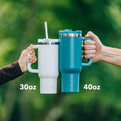Lunabuddy™ 30 oz Ceramic Lined Road Trip Tumbler with Handle and Leak-Resistant Straw Lid, Plum