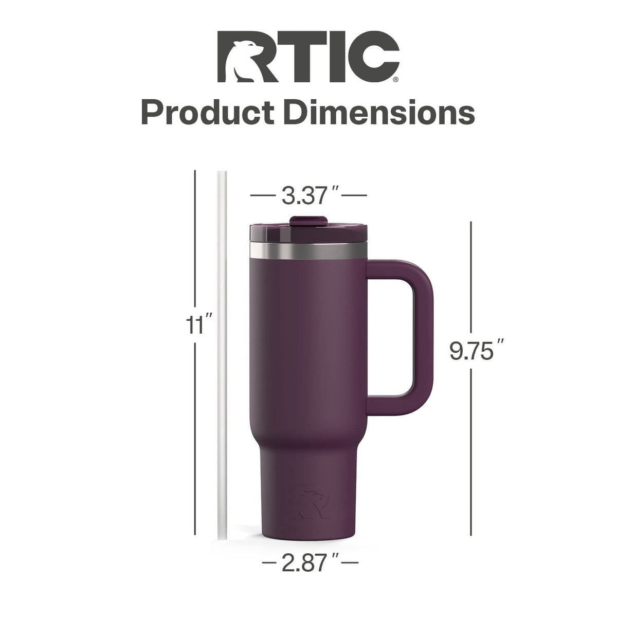 Lunabuddy™ 30 oz Ceramic Lined Road Trip Tumbler with Handle and Leak-Resistant Straw Lid, Plum