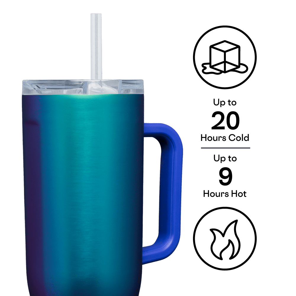 Lunabuddy™ Cruiser Insulated Tumbler with Handle and Straw, Dragonfly, 40 oz – Reusable Water Bottle Keeps Beverages Cold for 20 Hours, Hot for 9 Hours – Cupholder Friendly, Spill Proof Tumbler