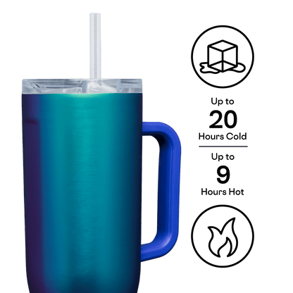 Lunabuddy™ Cruiser Insulated Tumbler with Handle and Straw, Dragonfly, 40 oz – Reusable Water Bottle Keeps Beverages Cold for 20 Hours, Hot for 9 Hours – Cupholder Friendly, Spill Proof Tumbler
