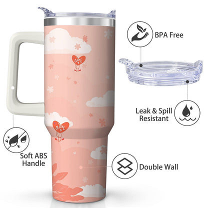 Lunabuddy™ Cute Cloud and Heart Design Stainless Steel Tumbler, 30oz