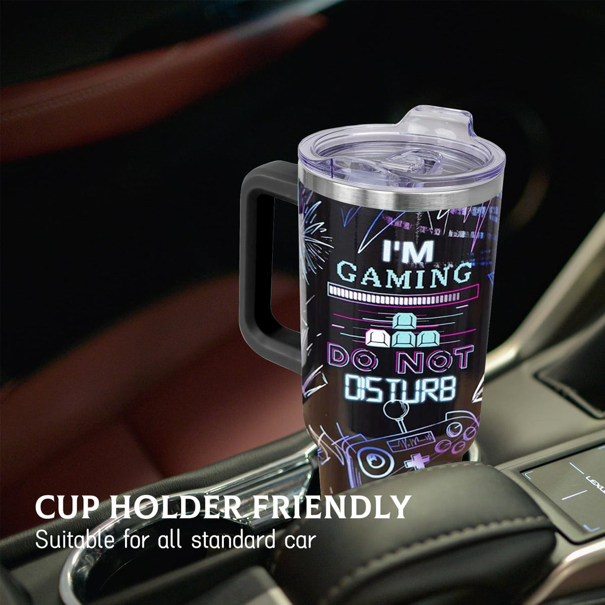 Lunabuddy™ Gamer Gifts, 40 Oz Gaming Tumbler with Handle and Straw Gamer Cup Coffee Mug Tumbler for Men, Cool Gaming Accessories Stuff, Unique Valentines Gifts for Gamers Men Boys Gaming Gifts for Men Teen Boys
