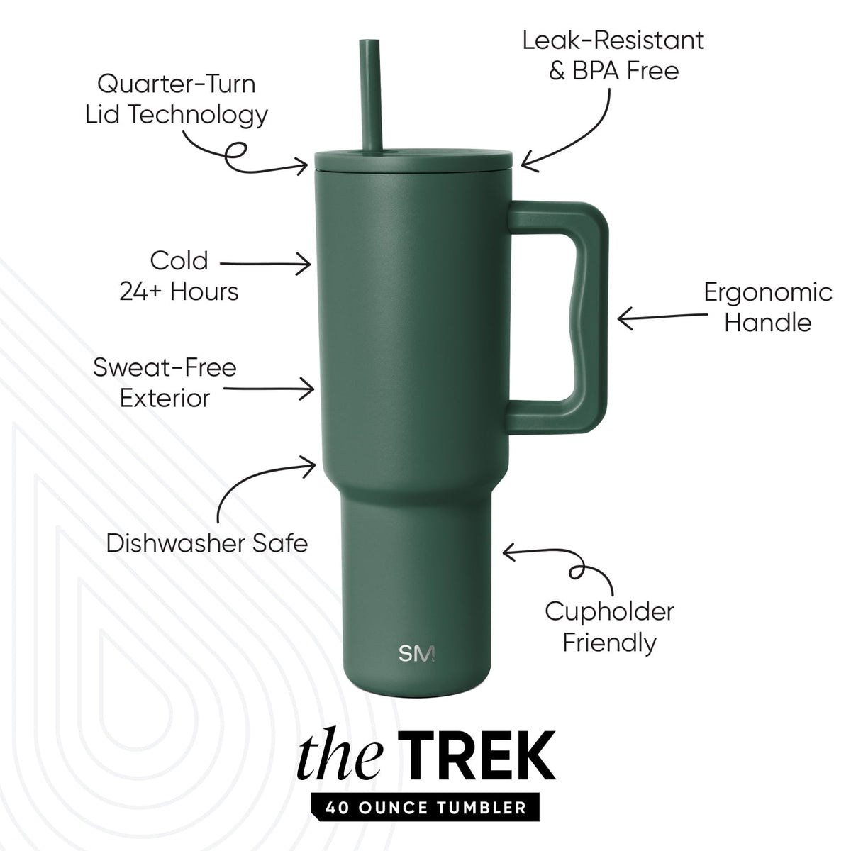 Lunabuddy™ 40 fl oz Insulated Stainless Steel Trek Tumbler with Straw Lid | Forest