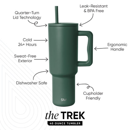 Lunabuddy™ 40 fl oz Insulated Stainless Steel Trek Tumbler with Straw Lid | Forest