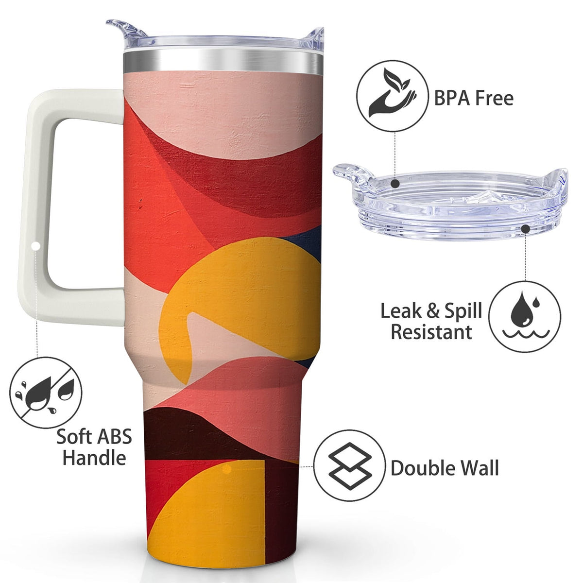 Lunabuddy™ Abstract Colorful Shapes Stainless Steel Tumbler, 30oz