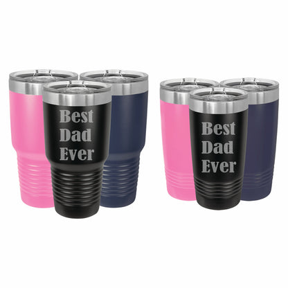 Lunabuddy™ PrecisionNC Dad Gifts Best Dad Ever Engraved Stainless Steel Travel Mug Tumbler with Lid Fathers Day 20 ounce Black