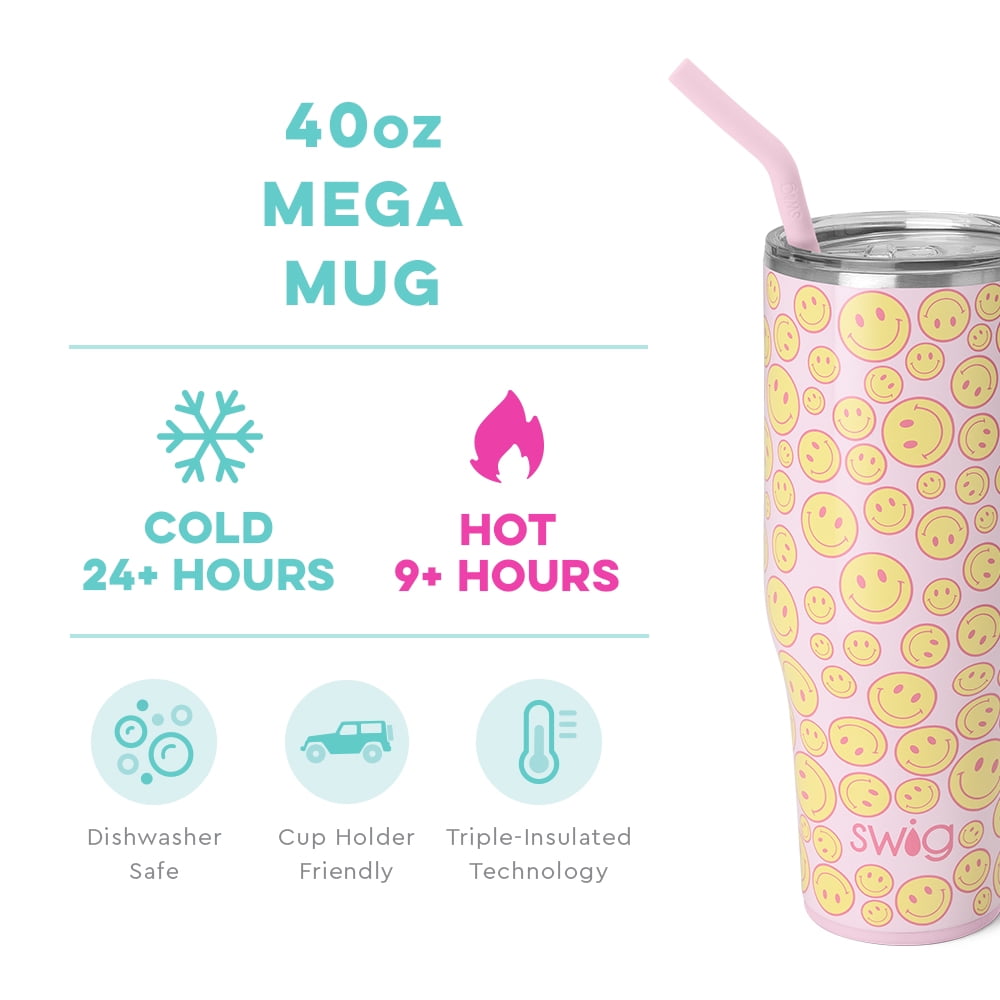 Lunabuddy™ 40oz Mega Mug | Insulated Stainless Steel Tumbler with Handle | Oh Happy Day