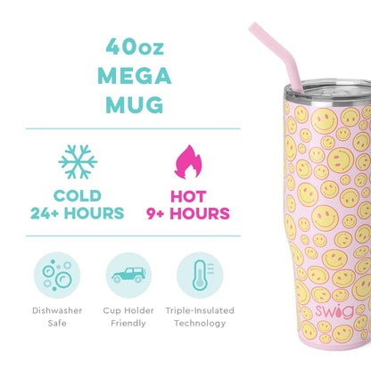 Lunabuddy™ 40oz Mega Mug | Insulated Stainless Steel Tumbler with Handle | Oh Happy Day